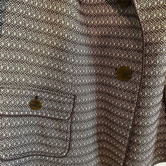 Talbots Woman Blazer lined wool blend front pockets Brown and Cream 22Wr - Picture 6 of 11